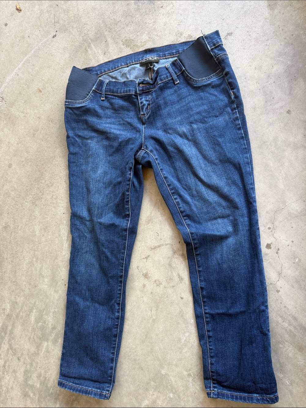 Indigo Blue Dark Wash Maternity Jeggings with Stretch Panel